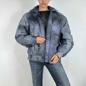 Men's Grey and Blue Coat